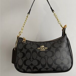 Coach Black Teri Shoulder Bag with Gold Hardware